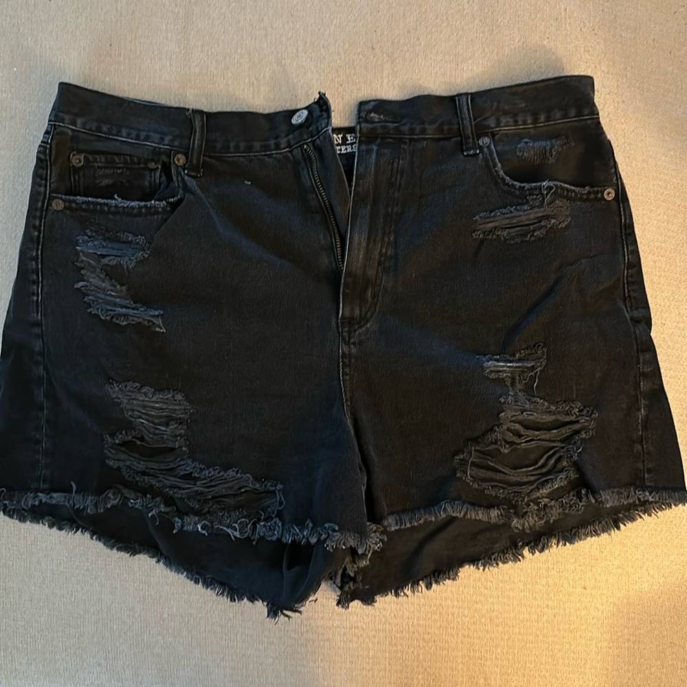 Black Denim Cut Off Shorts